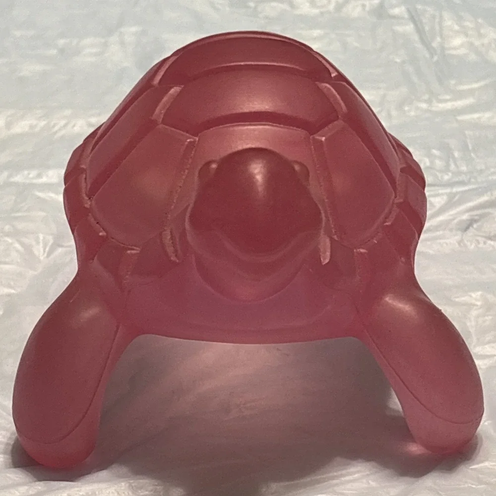 Vintage Pink Turtle Frosted Acrylic Resin Style Figurine 5